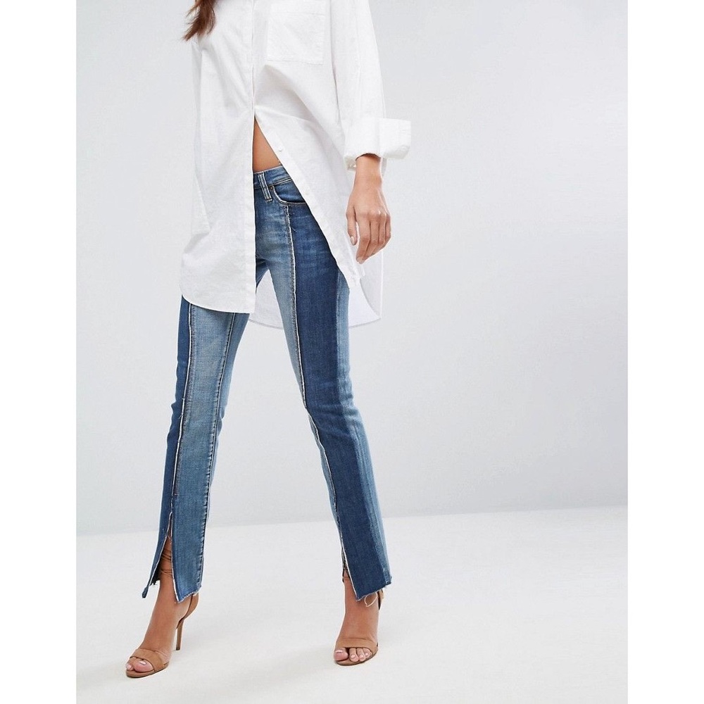 Blank NYC shadow seam skinny jeans cropped